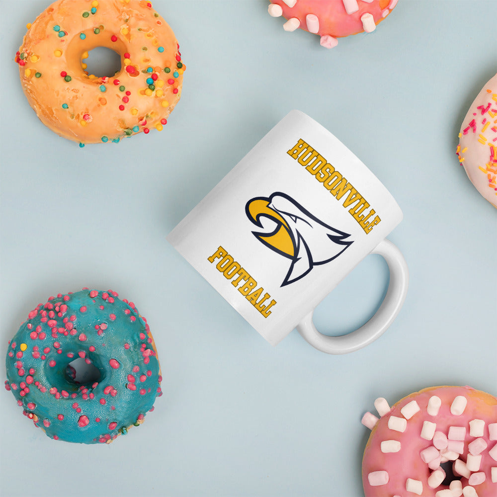 Hudsonville Football White glossy mug