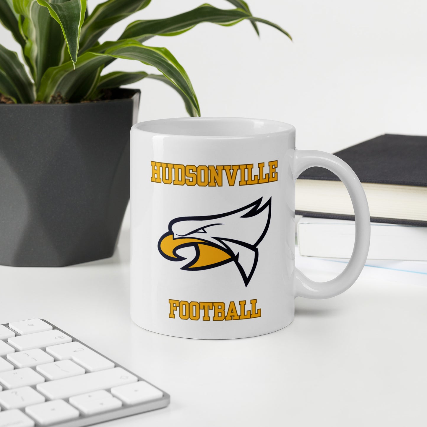 Hudsonville Football White glossy mug