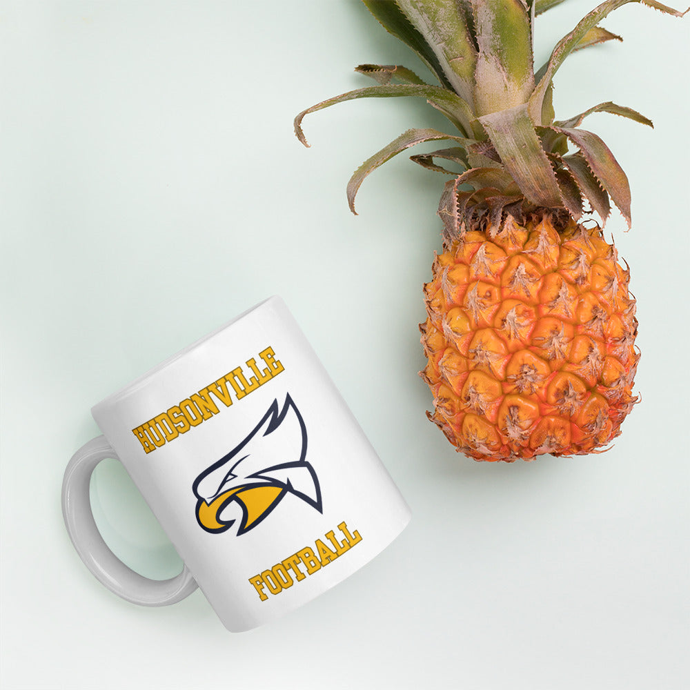 Hudsonville Football White glossy mug