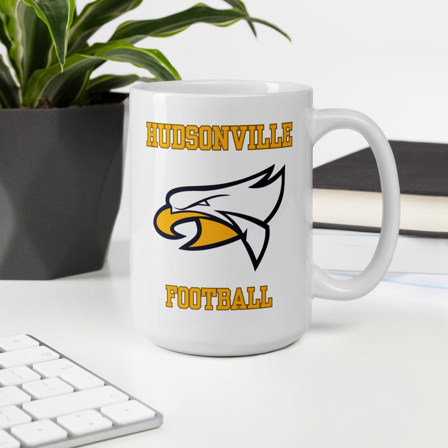 Hudsonville Football White glossy mug